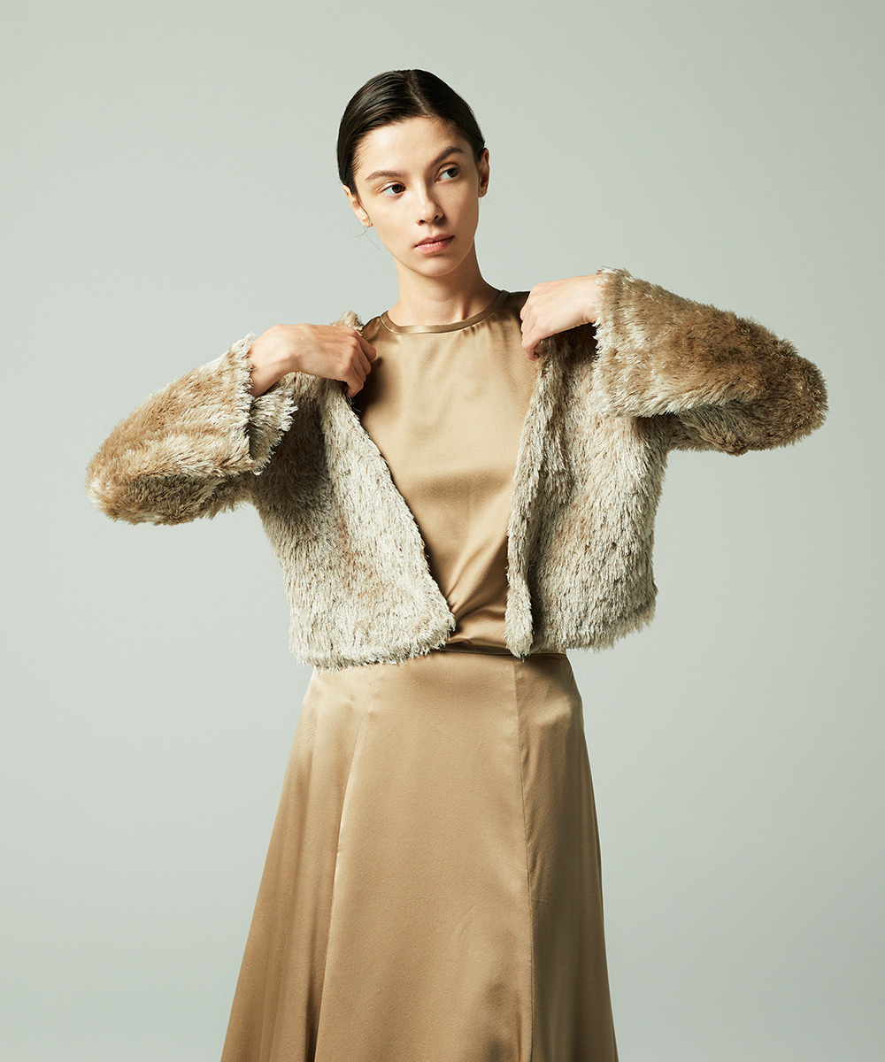 EAUVIRE ウォッシャブルシルクノースリーブブラウス セージ