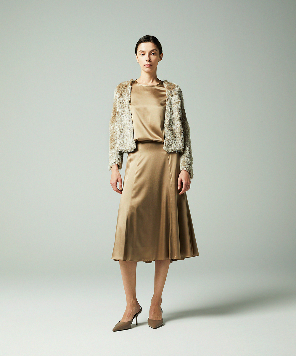 EAUVIRE ウォッシャブルシルクノースリーブブラウス セージ