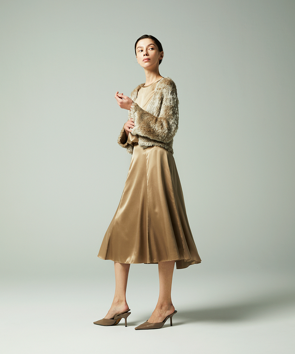 EAUVIRE ウォッシャブルシルクノースリーブブラウス セージ