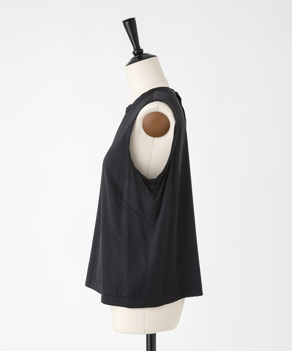 EAUVIRE ウォッシャブルシルクノースリーブブラウス セージ