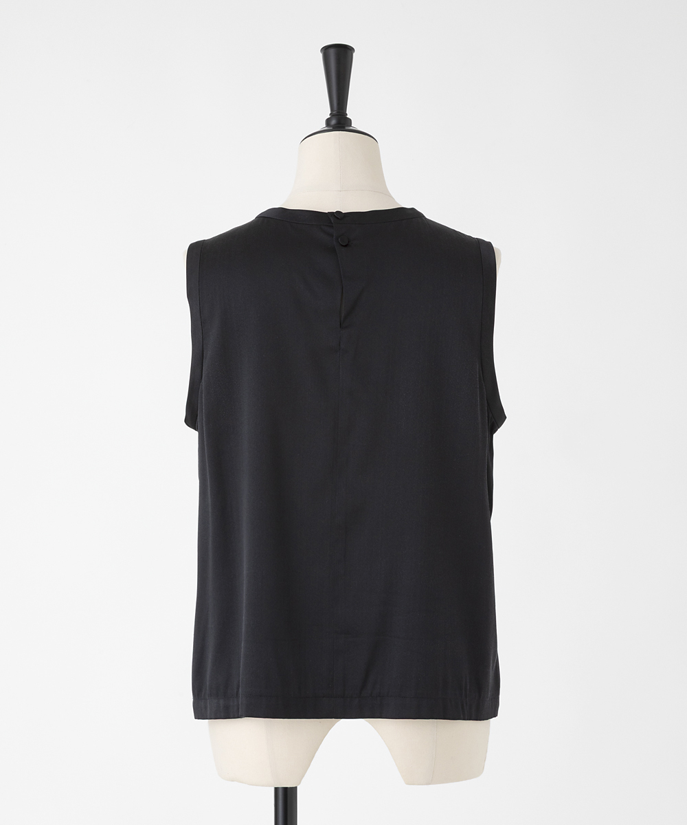 EAUVIRE ウォッシャブルシルクノースリーブブラウス セージ