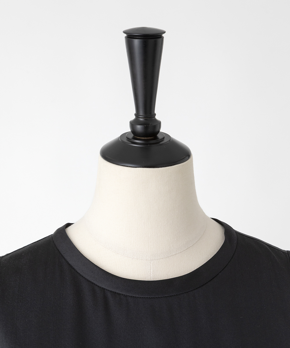 EAUVIRE ウォッシャブルシルクノースリーブブラウス セージ