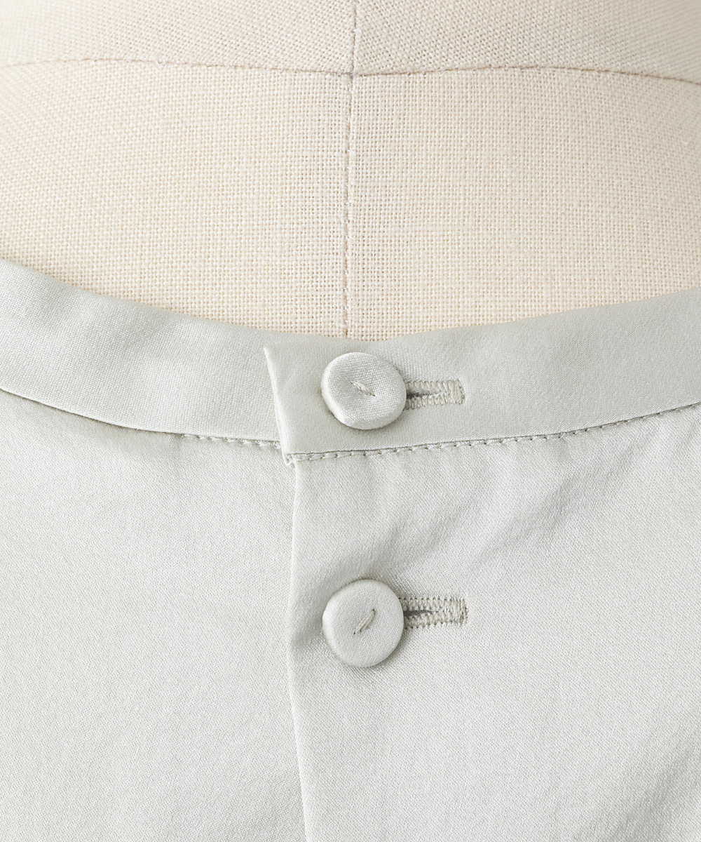 EAUVIRE ウォッシャブルシルクノースリーブブラウス セージ