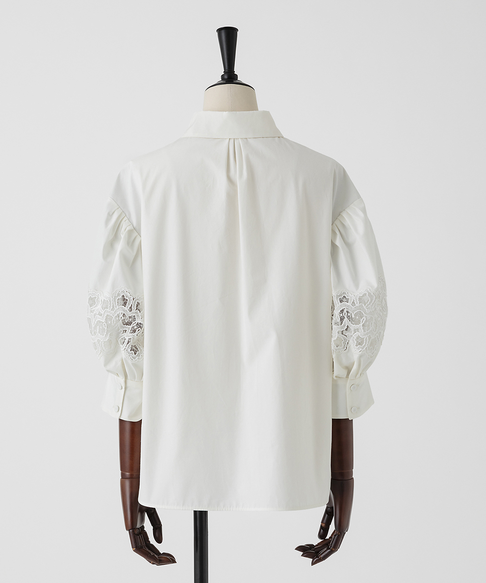 EAUVIRE レーススリーブシャツ ブラック