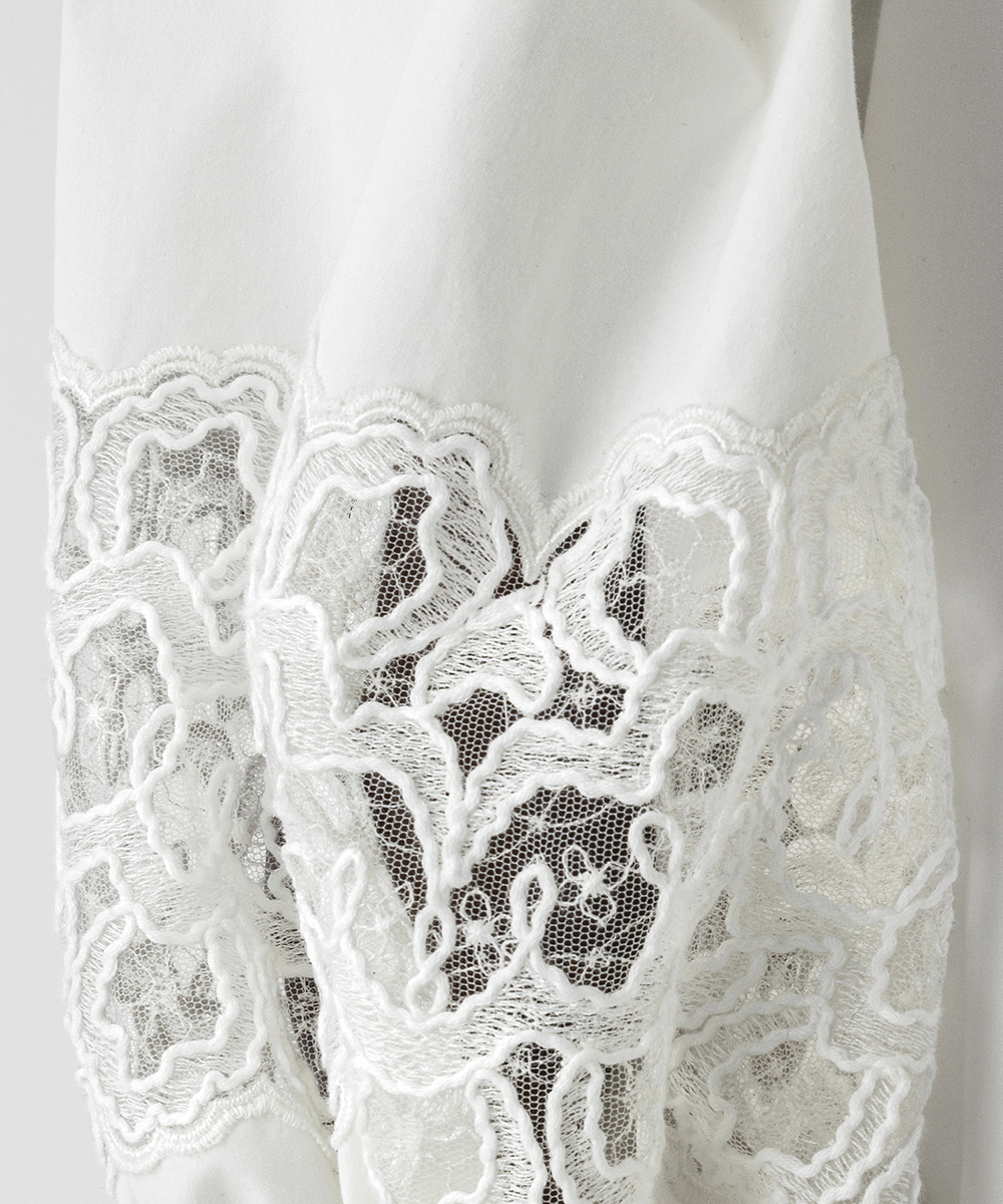 EAUVIRE レーススリーブシャツ ブラック