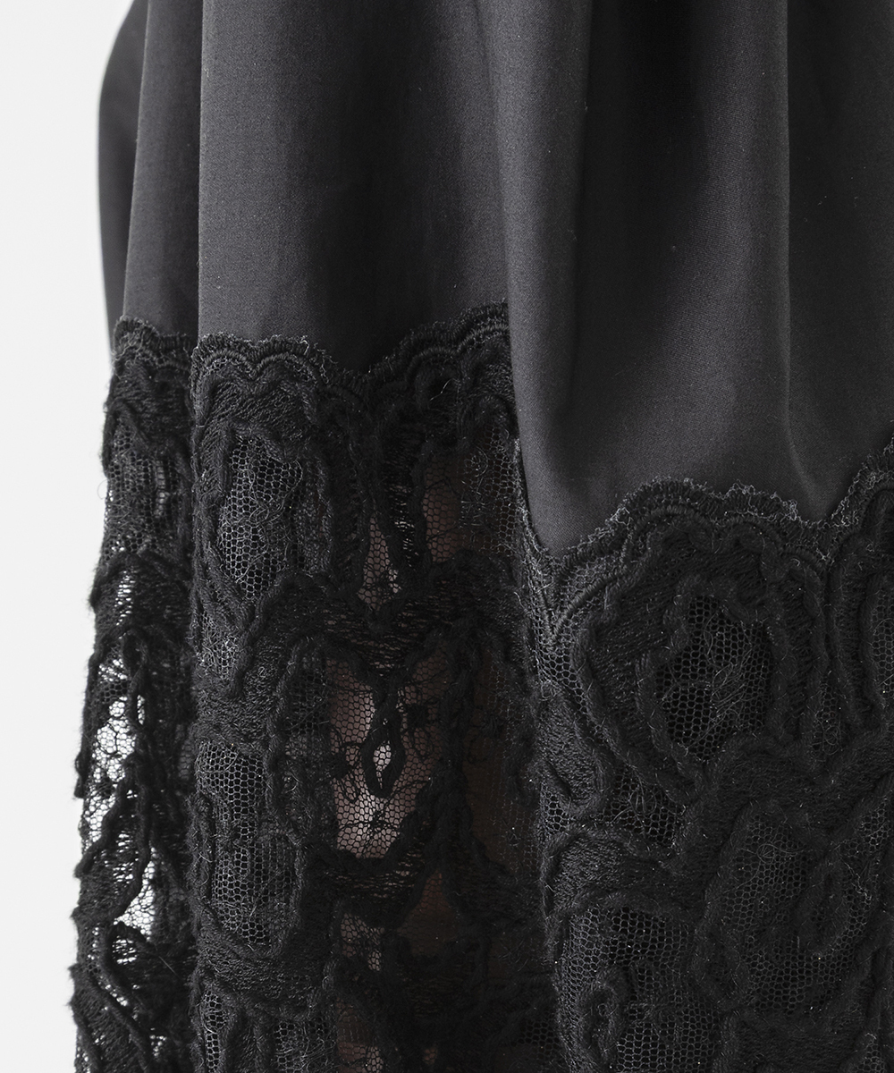 EAUVIRE レーススリーブシャツ ブラック