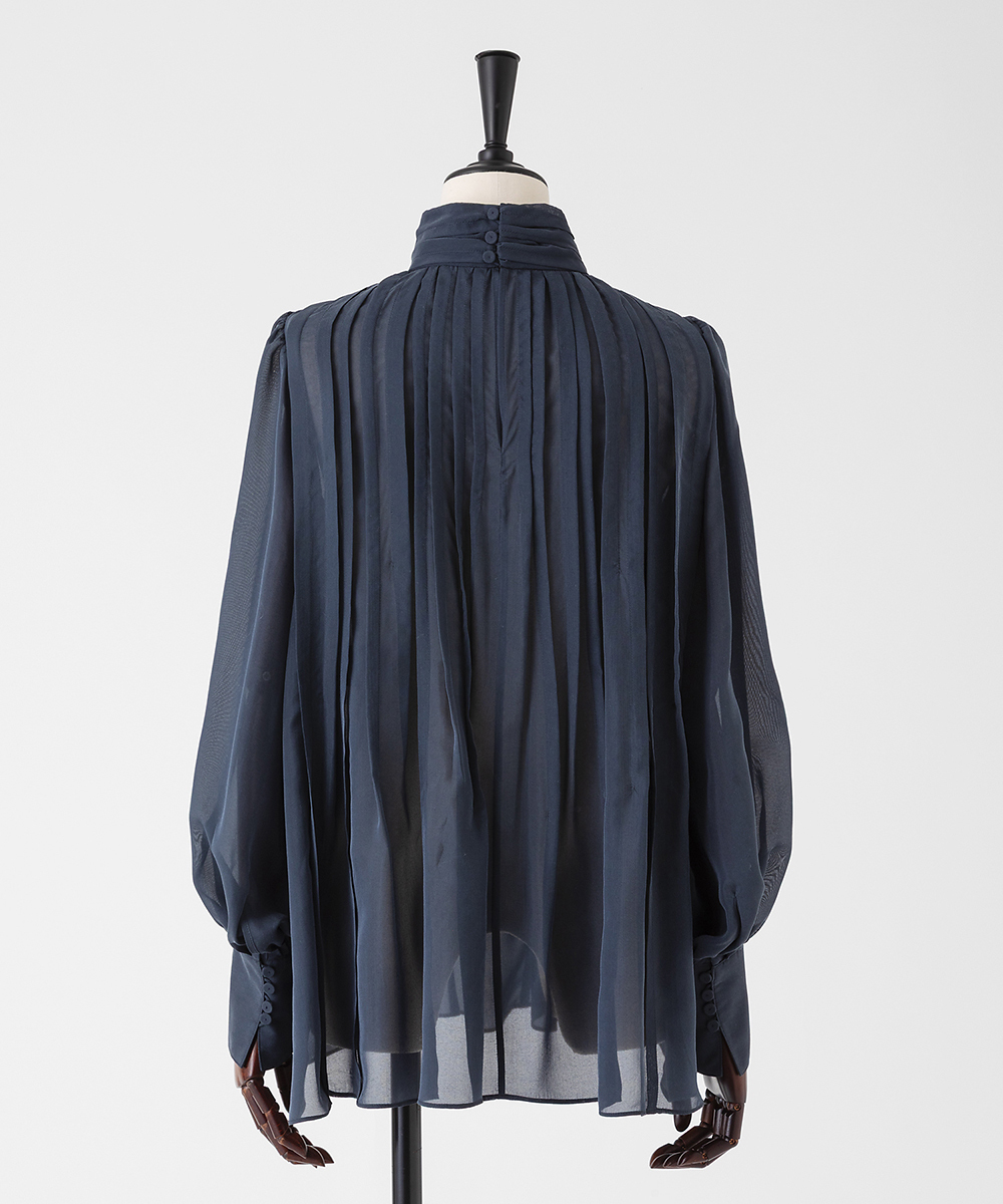 EAUVIRE ランダムタックブラウス ダークグリーン