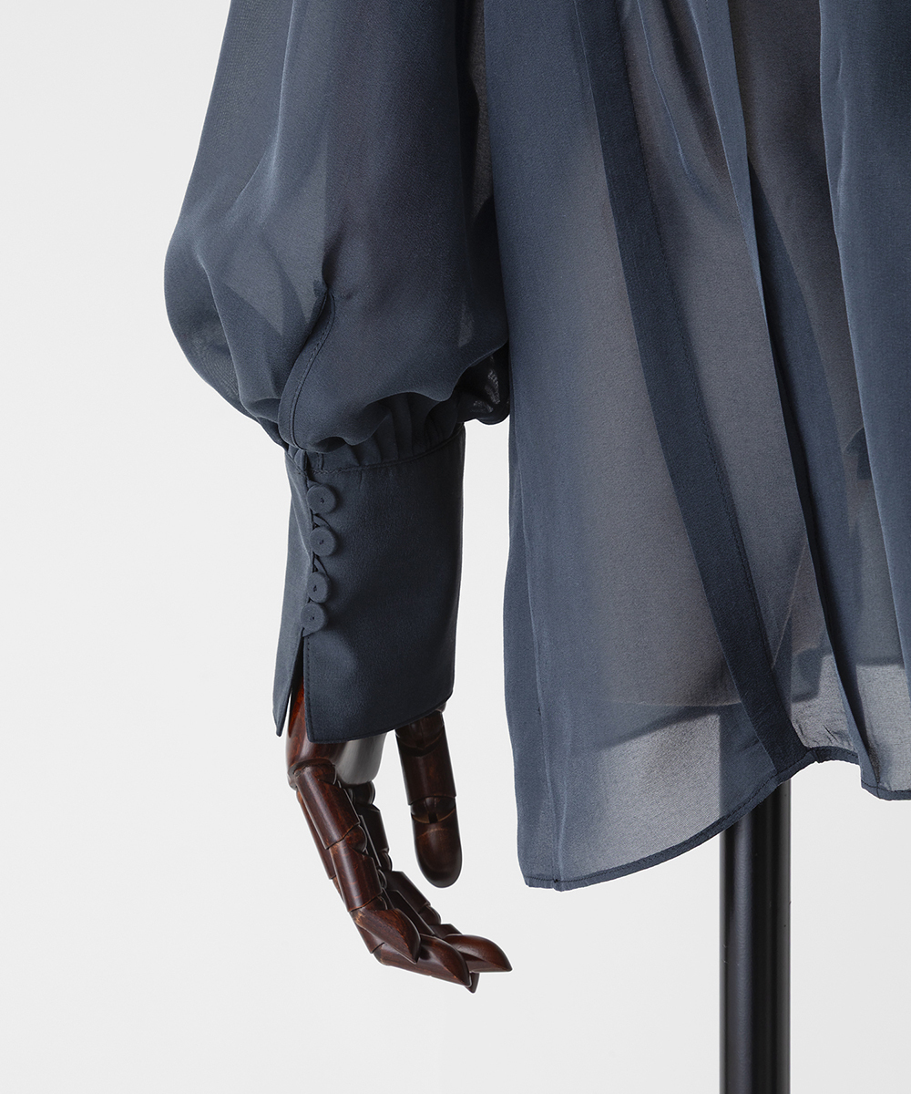 EAUVIRE ランダムタックブラウス ダークグリーン