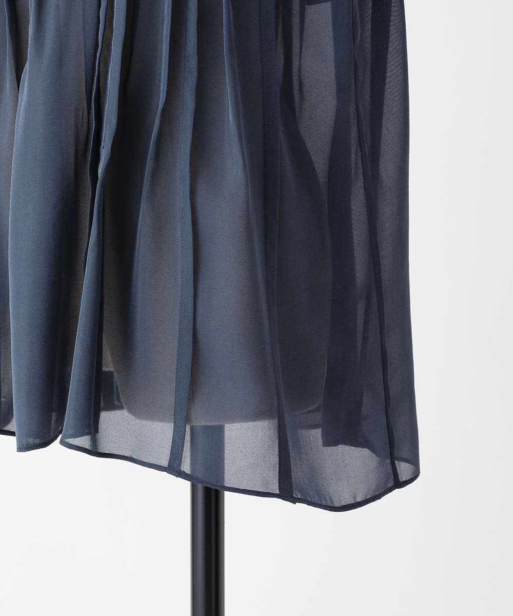 EAUVIRE ランダムタックブラウス ダークグリーン