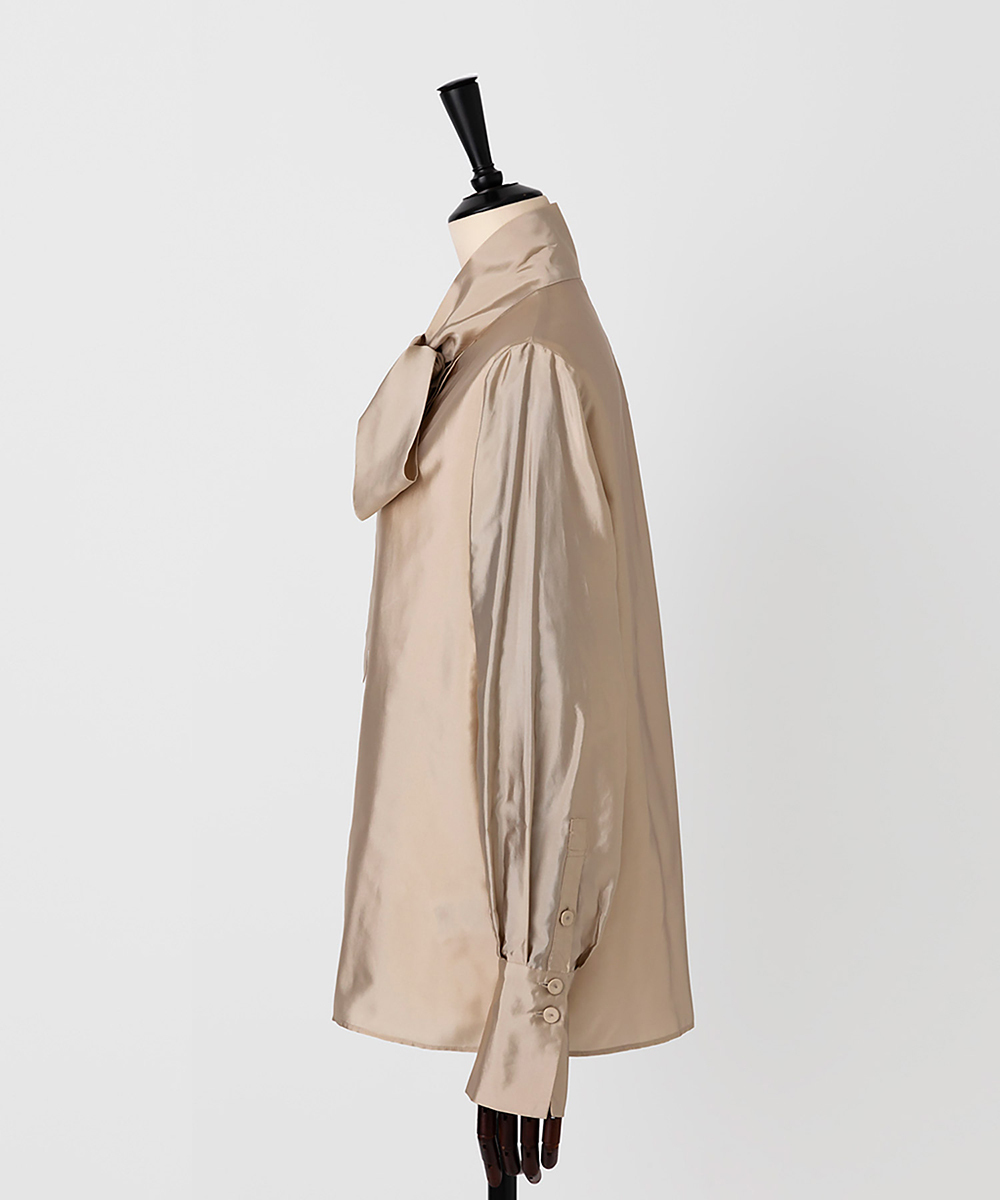 EAUVIRE シルク混タフタボウブラウス グリーン