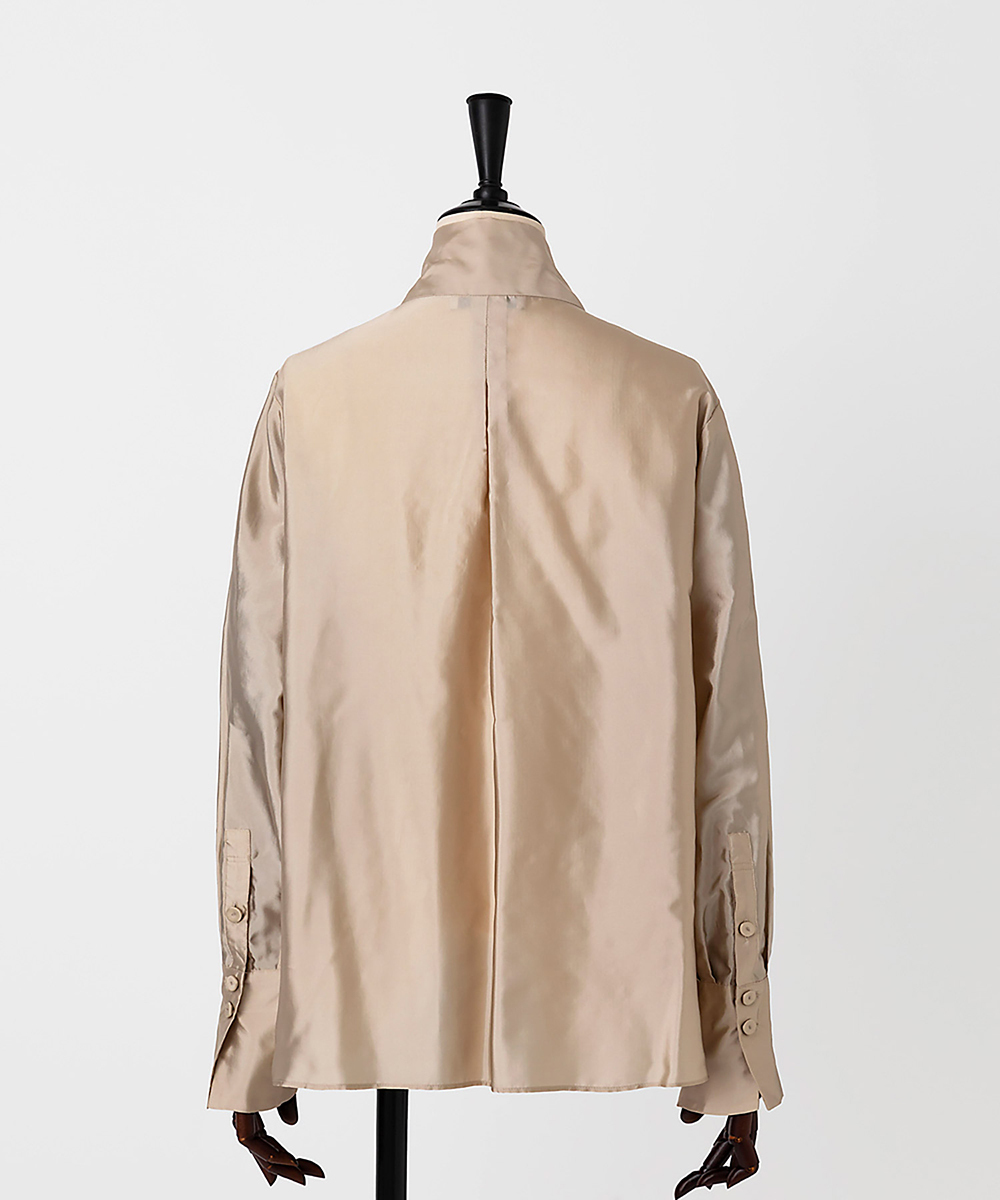 EAUVIRE シルク混タフタボウブラウス グリーン