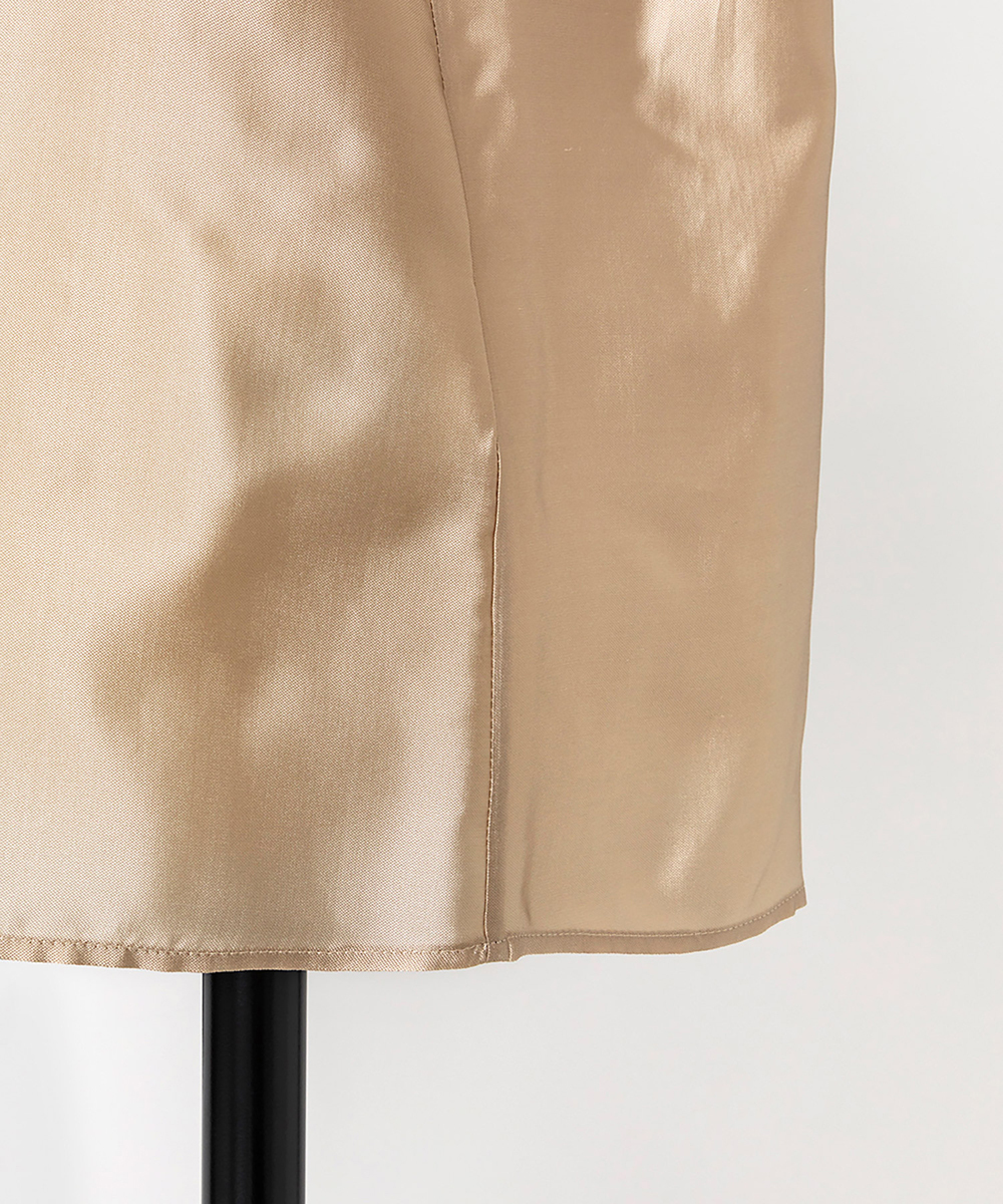 EAUVIRE シルク混タフタボウブラウス グリーン