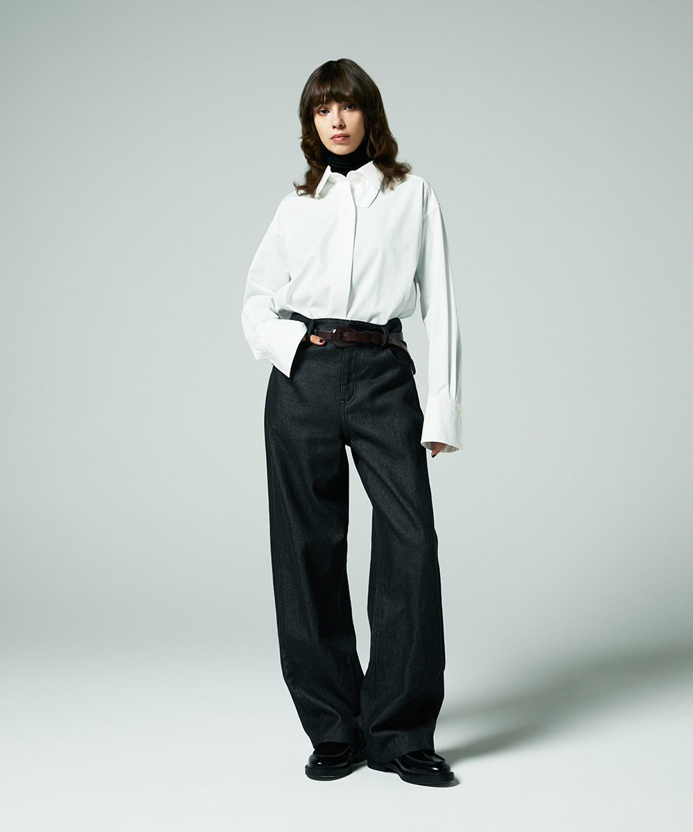 EAUVIRE スロートタブ付きシャツ ホワイト