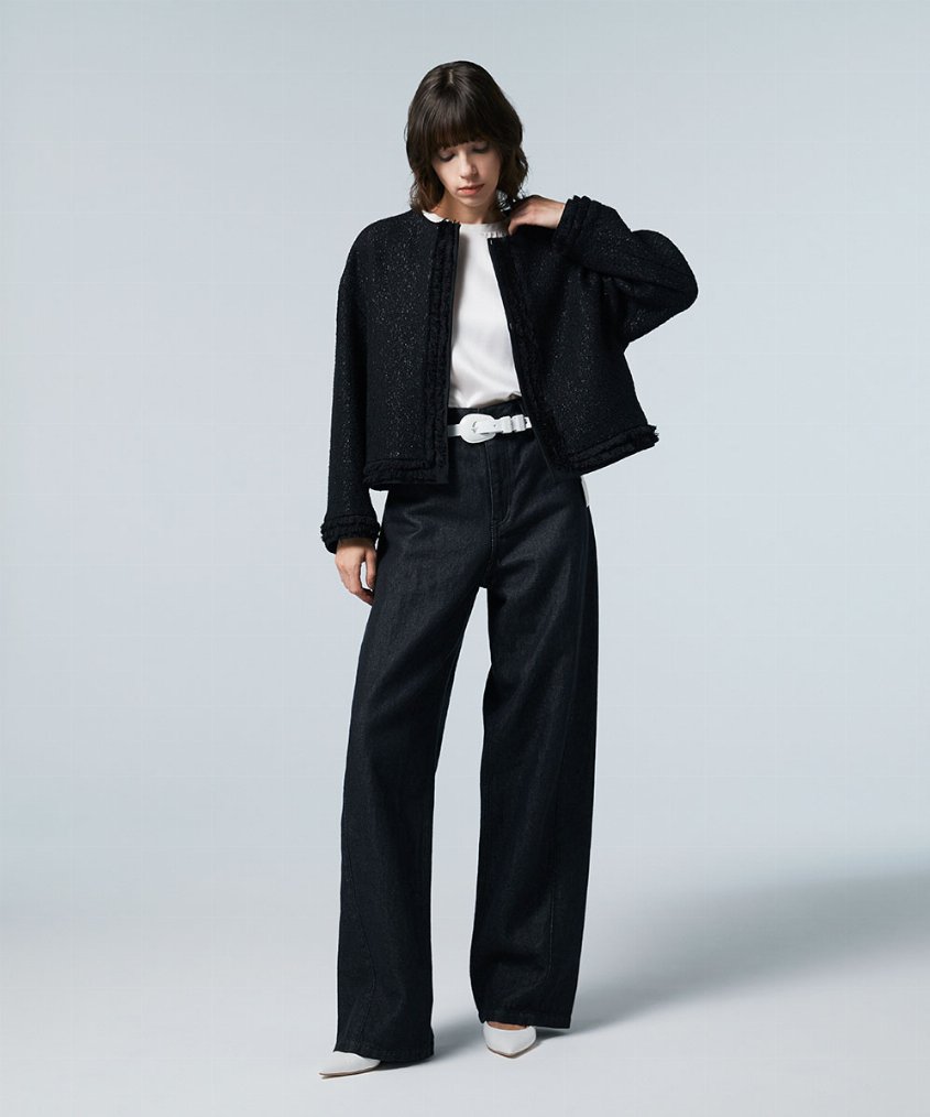 EAUVIRE ノーカラージャケット ブラック