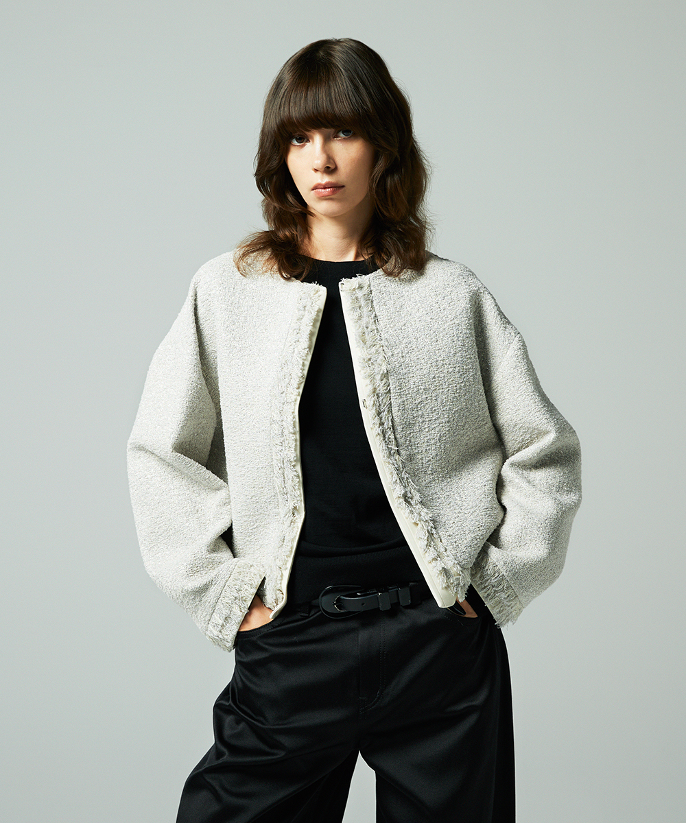 EAUVIRE ノーカラージャケット ライトグレー