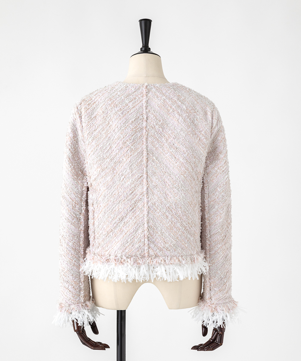 EAUVIRE ツイードフリンジジャケット ピンク