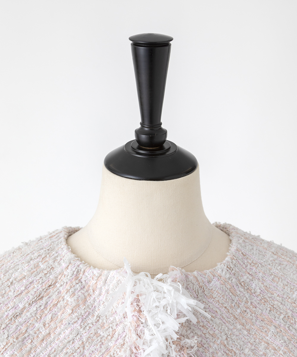 EAUVIRE ツイードフリンジジャケット ピンク