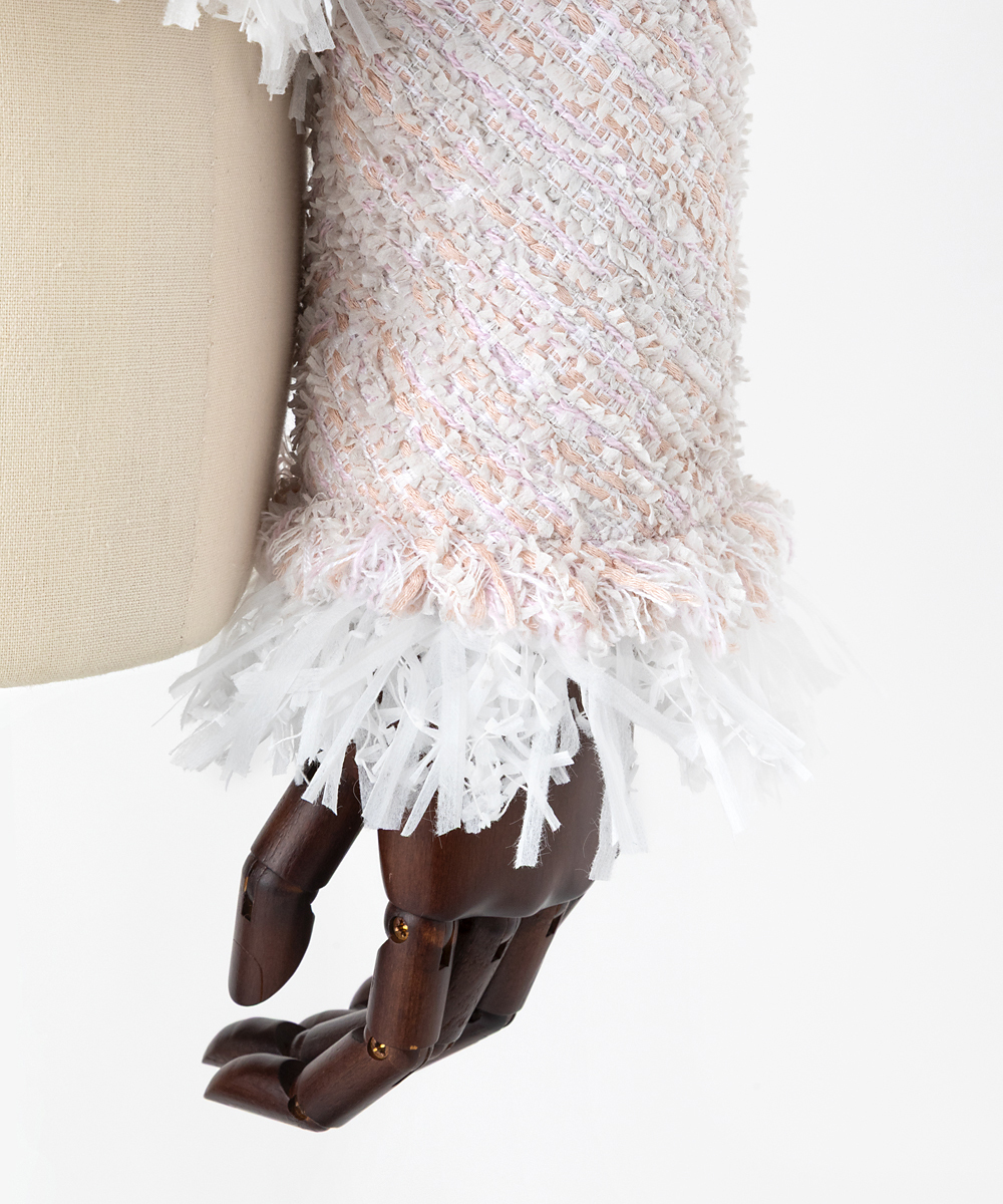 EAUVIRE ツイードフリンジジャケット ピンク