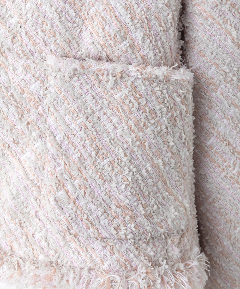 EAUVIRE ツイードフリンジジャケット ピンク