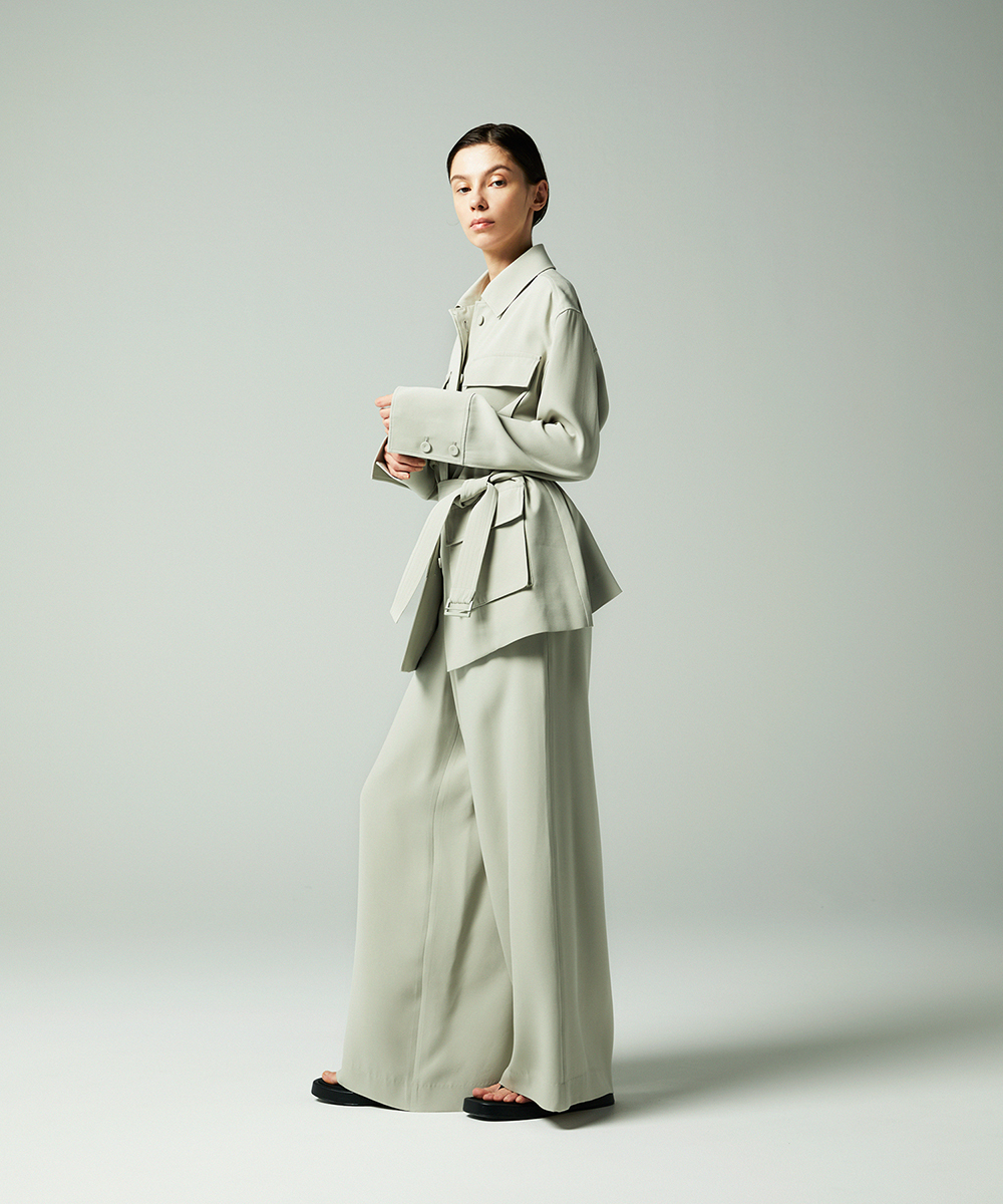 EAUVIRE シルクジョーゼットサファリジャケット セージ