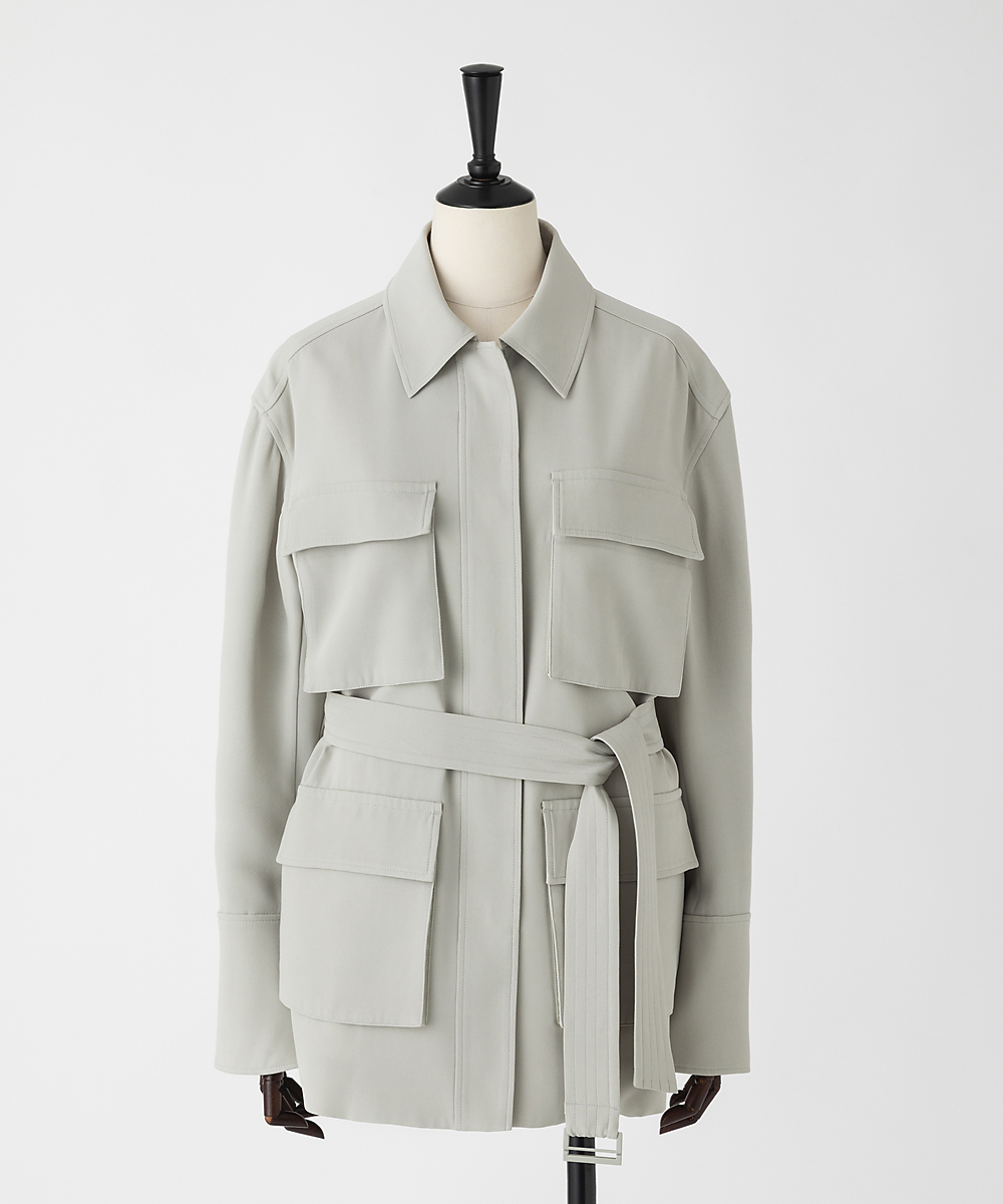 EAUVIRE シルクジョーゼットサファリジャケット セージ