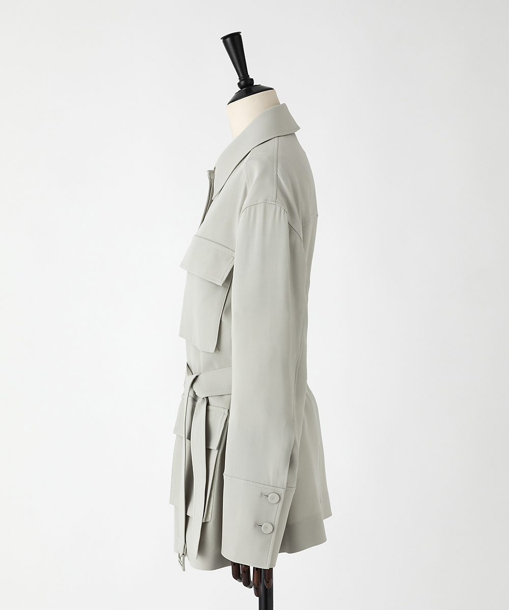 EAUVIRE シルクジョーゼットサファリジャケット セージ