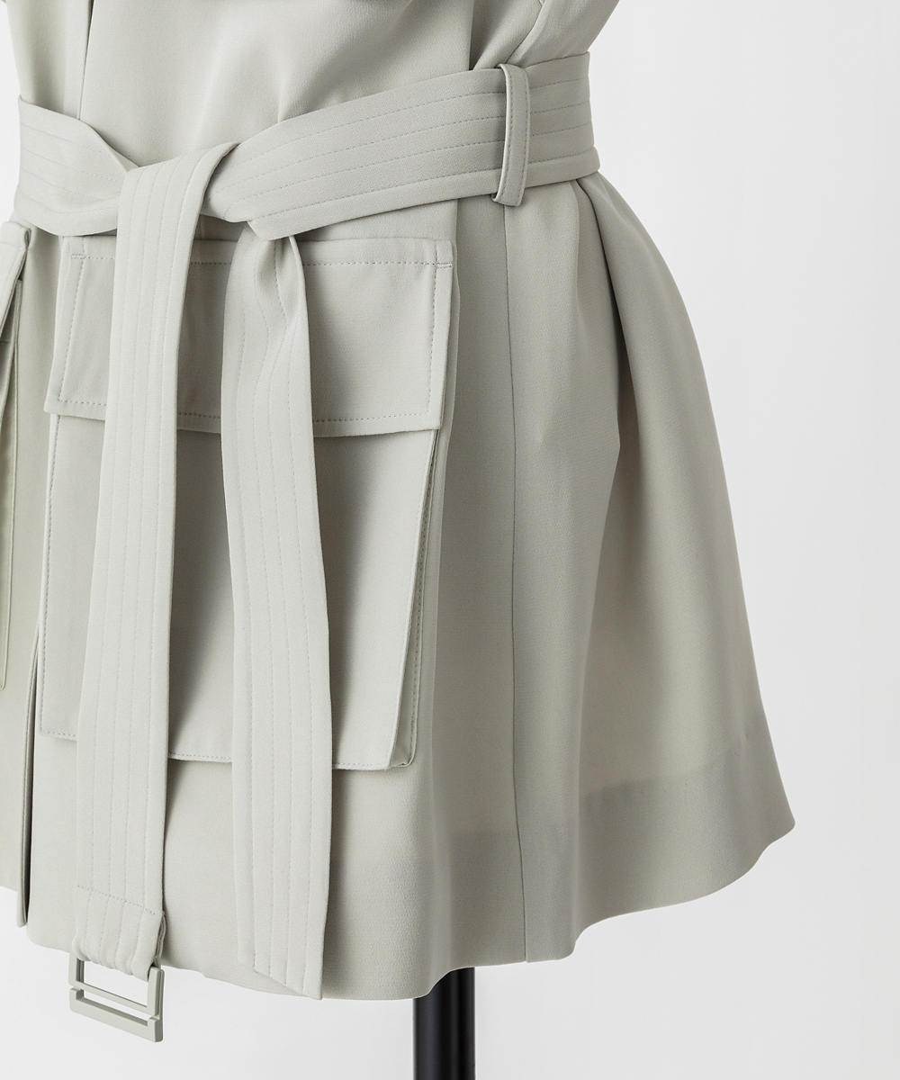 EAUVIRE シルクジョーゼットサファリジャケット セージ