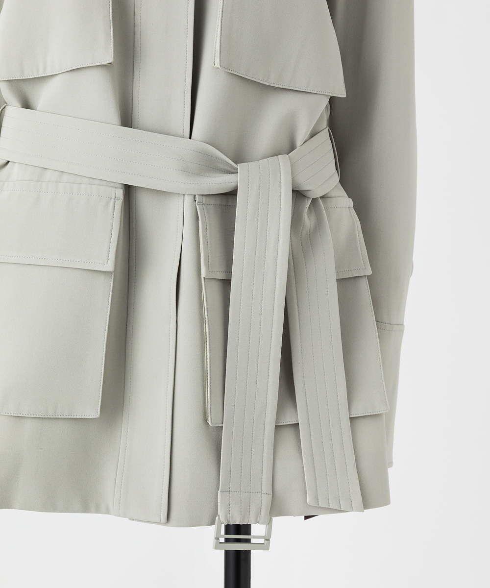 EAUVIRE シルクジョーゼットサファリジャケット セージ