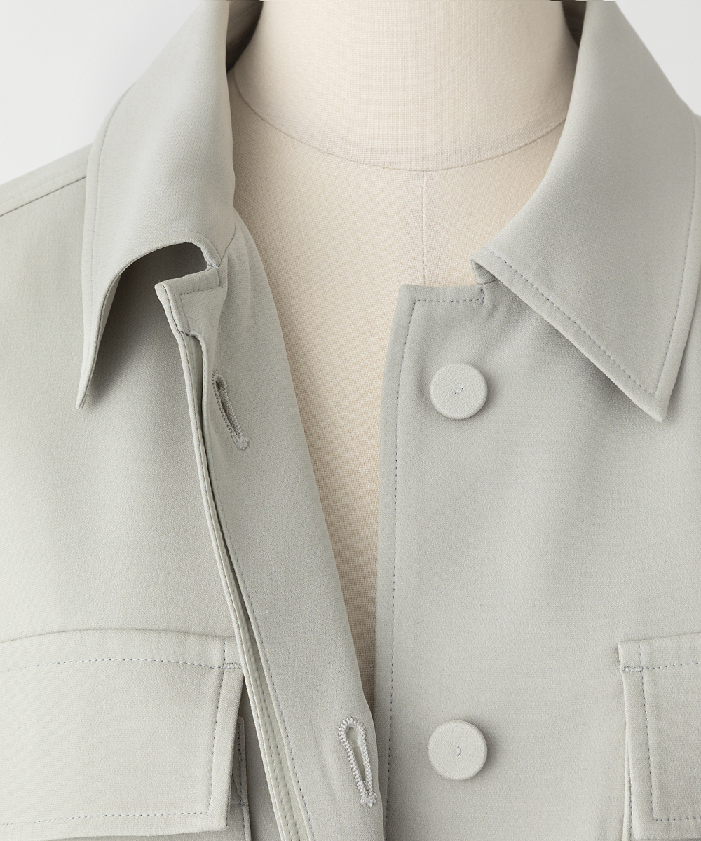 EAUVIRE シルクジョーゼットサファリジャケット セージ