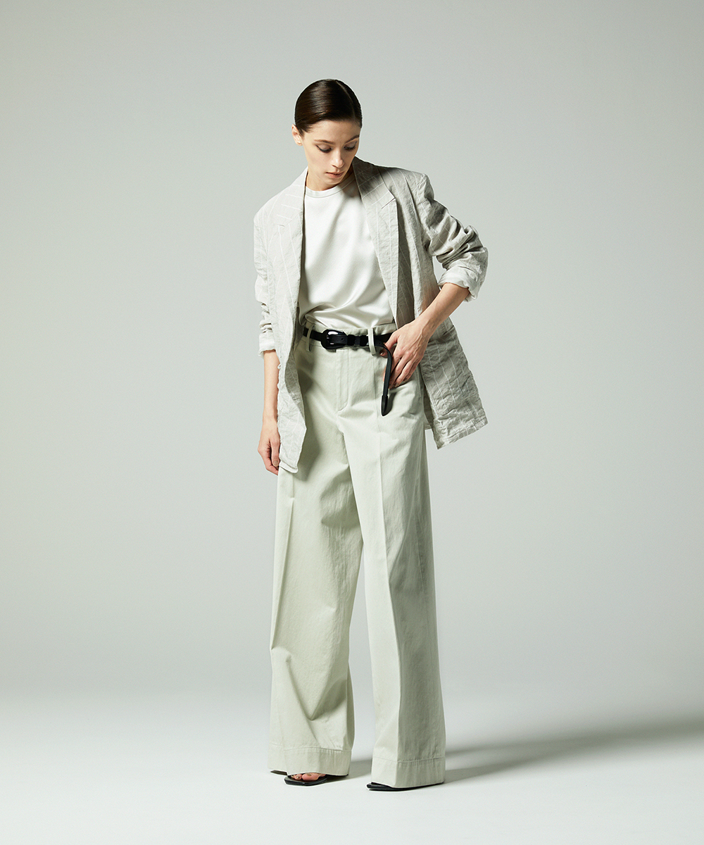 EAUVIRE テクニカルワッシャーストライプジャケット サンドベージュ