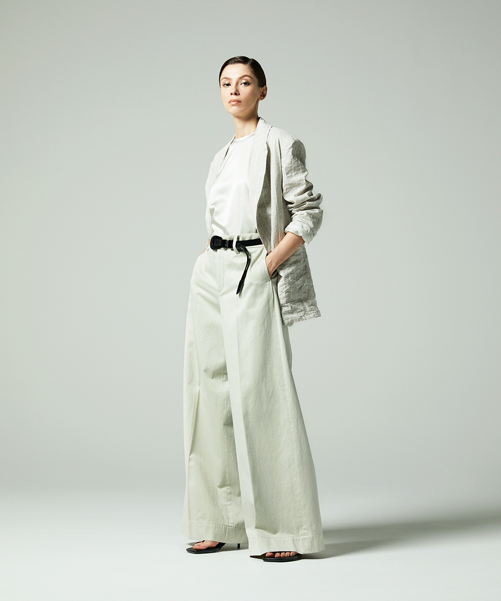 EAUVIRE テクニカルワッシャーストライプジャケット サンドベージュ