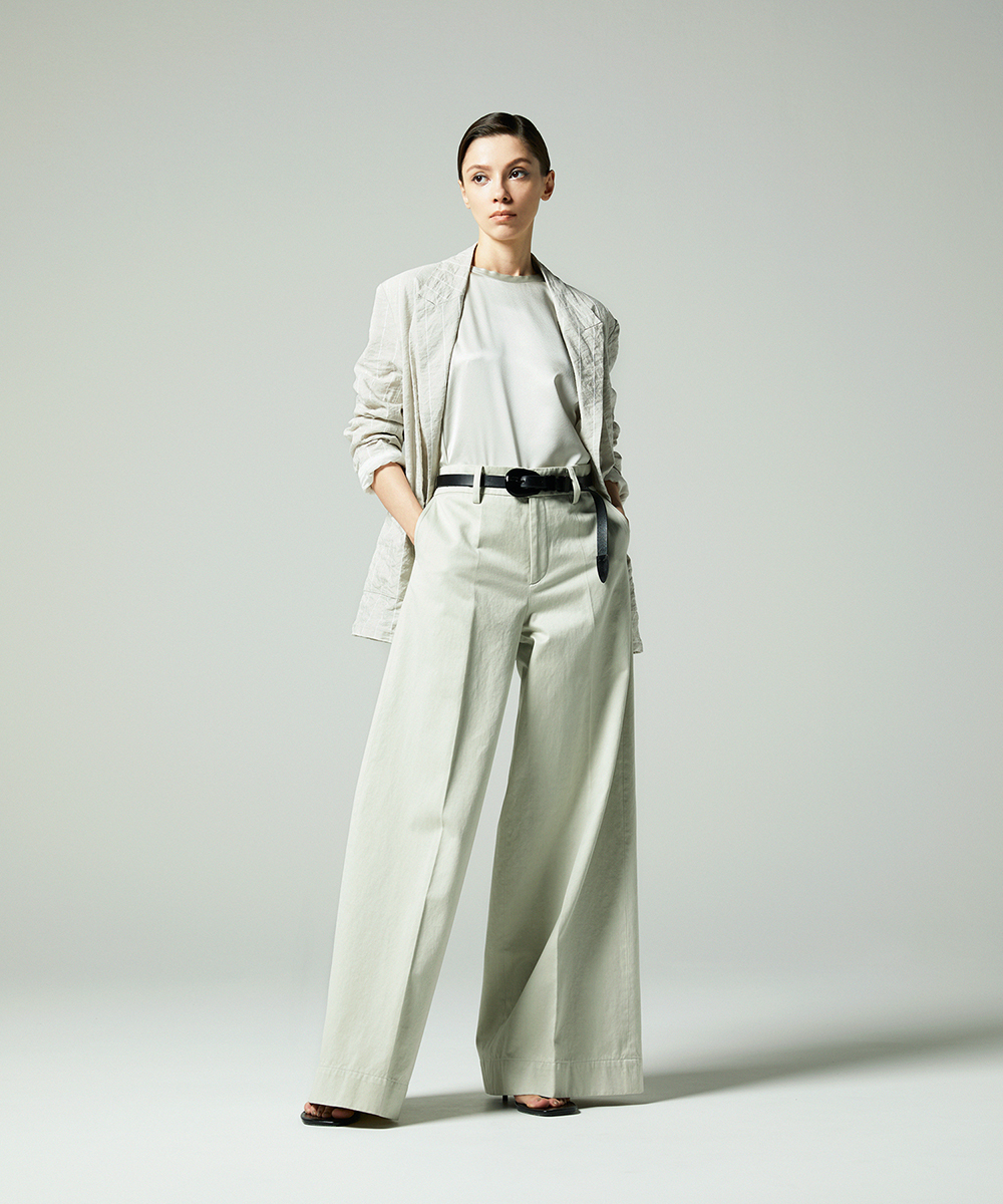 EAUVIRE テクニカルワッシャーストライプジャケット サンドベージュ