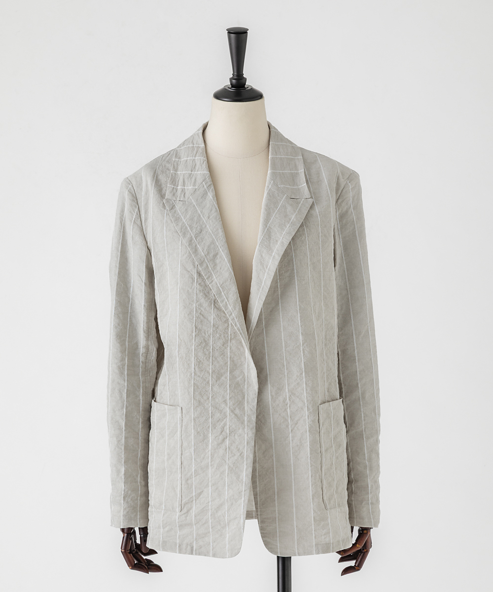 EAUVIRE テクニカルワッシャーストライプジャケット サンドベージュ