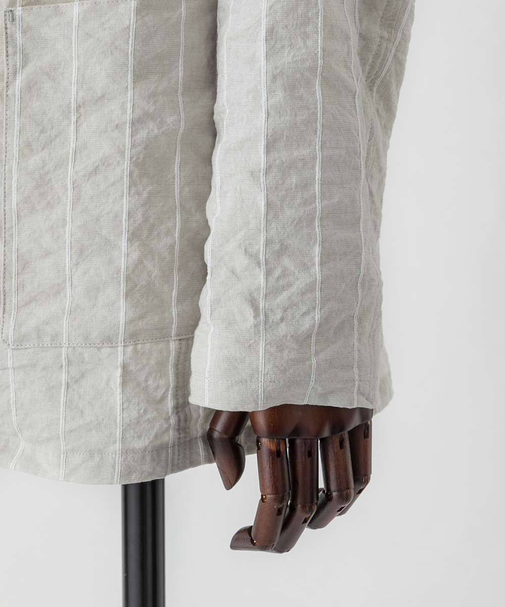 EAUVIRE テクニカルワッシャーストライプジャケット サンドベージュ