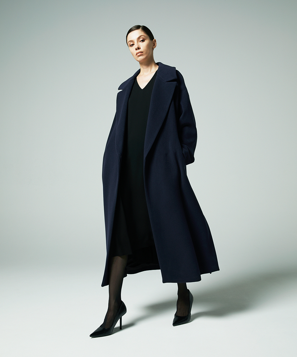 EAUVIRE Vネックフレアードレス ブラック