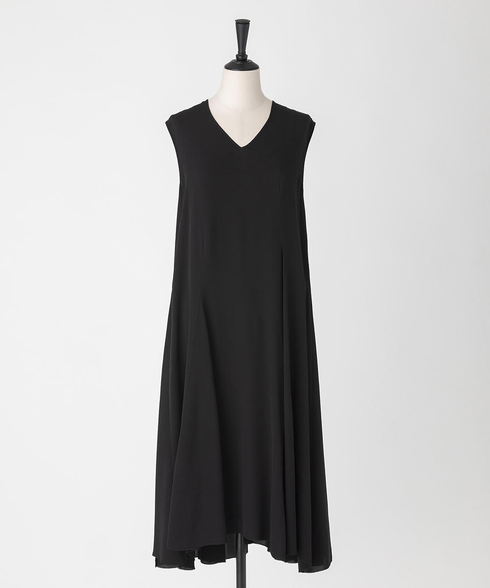 EAUVIRE Vネックフレアードレス ブラック