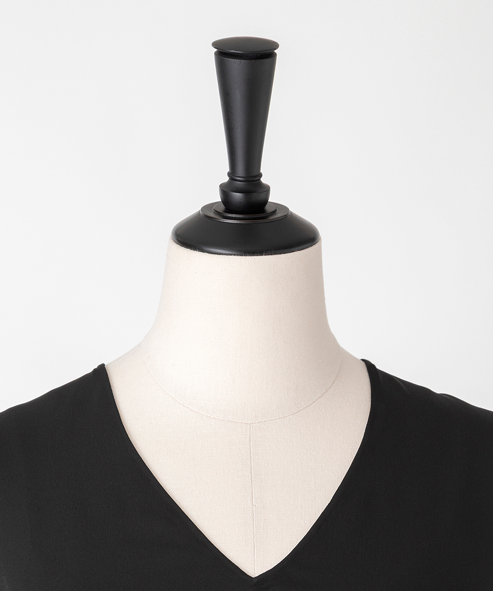 EAUVIRE Vネックフレアードレス ブラック