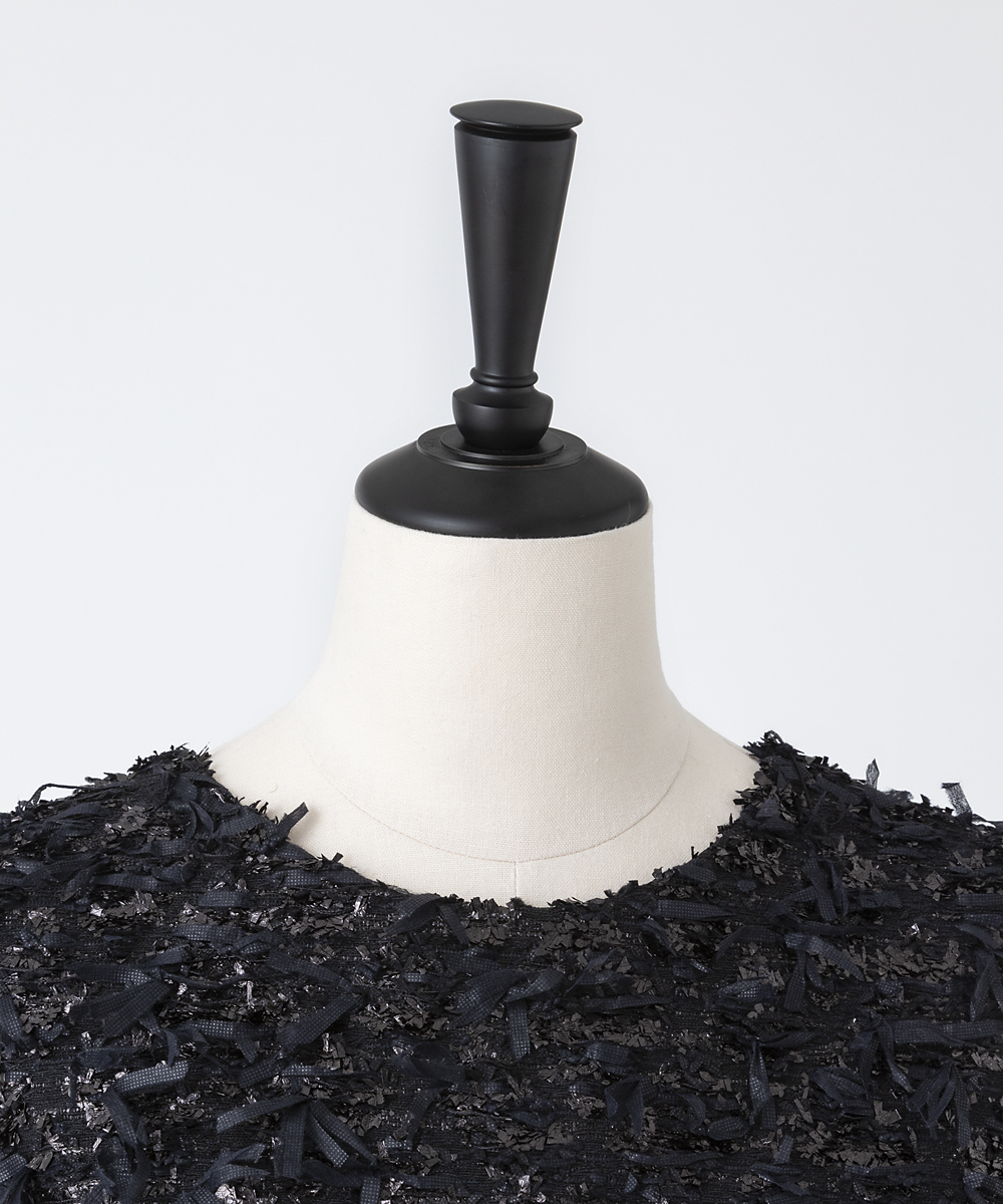 EAUVIRE リボンツイードワンピース ブラック