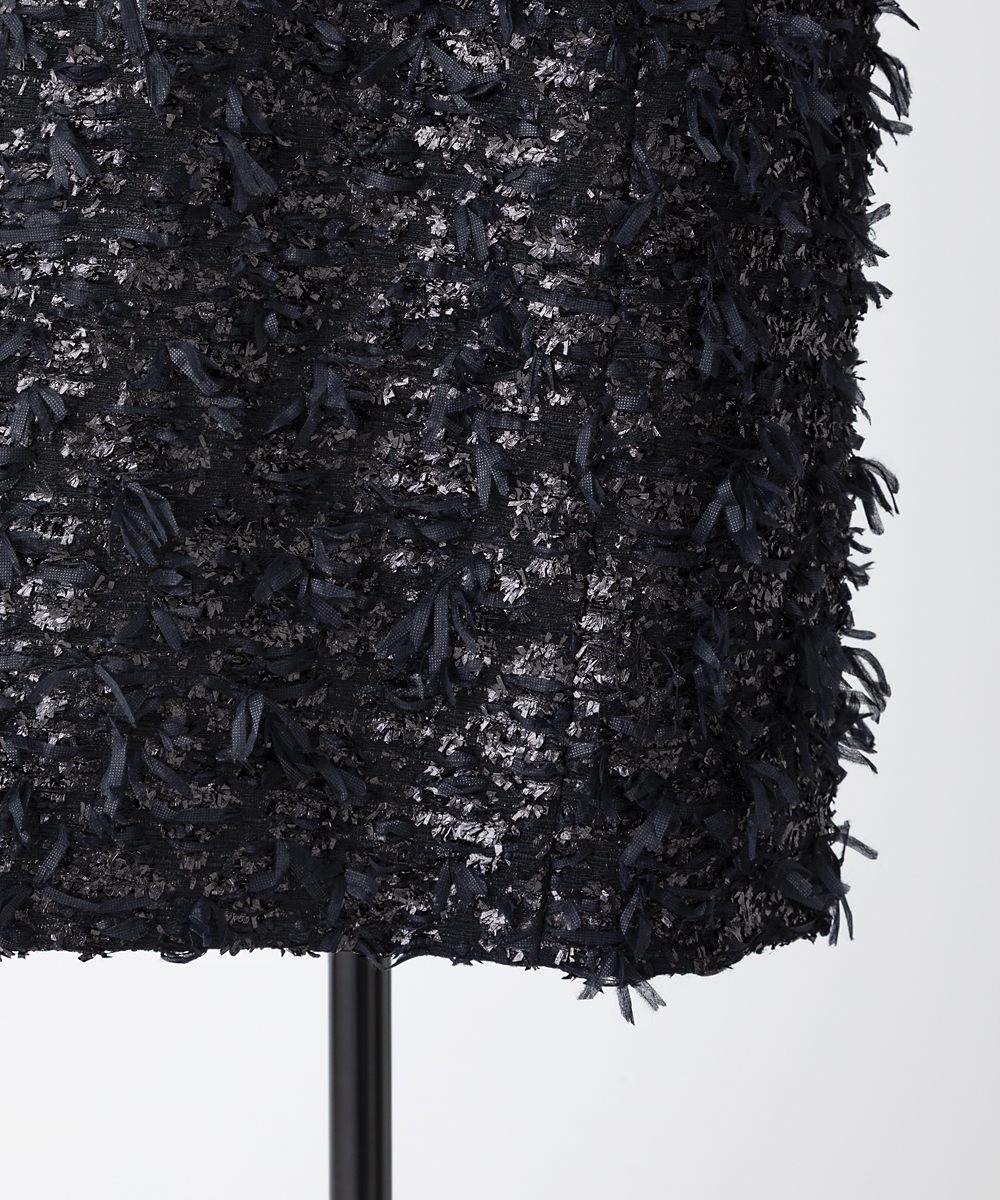 EAUVIRE リボンツイードワンピース ブラック