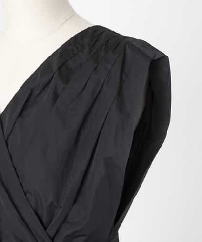 EAUVIRE タックギャザーベルトドレス ブラック