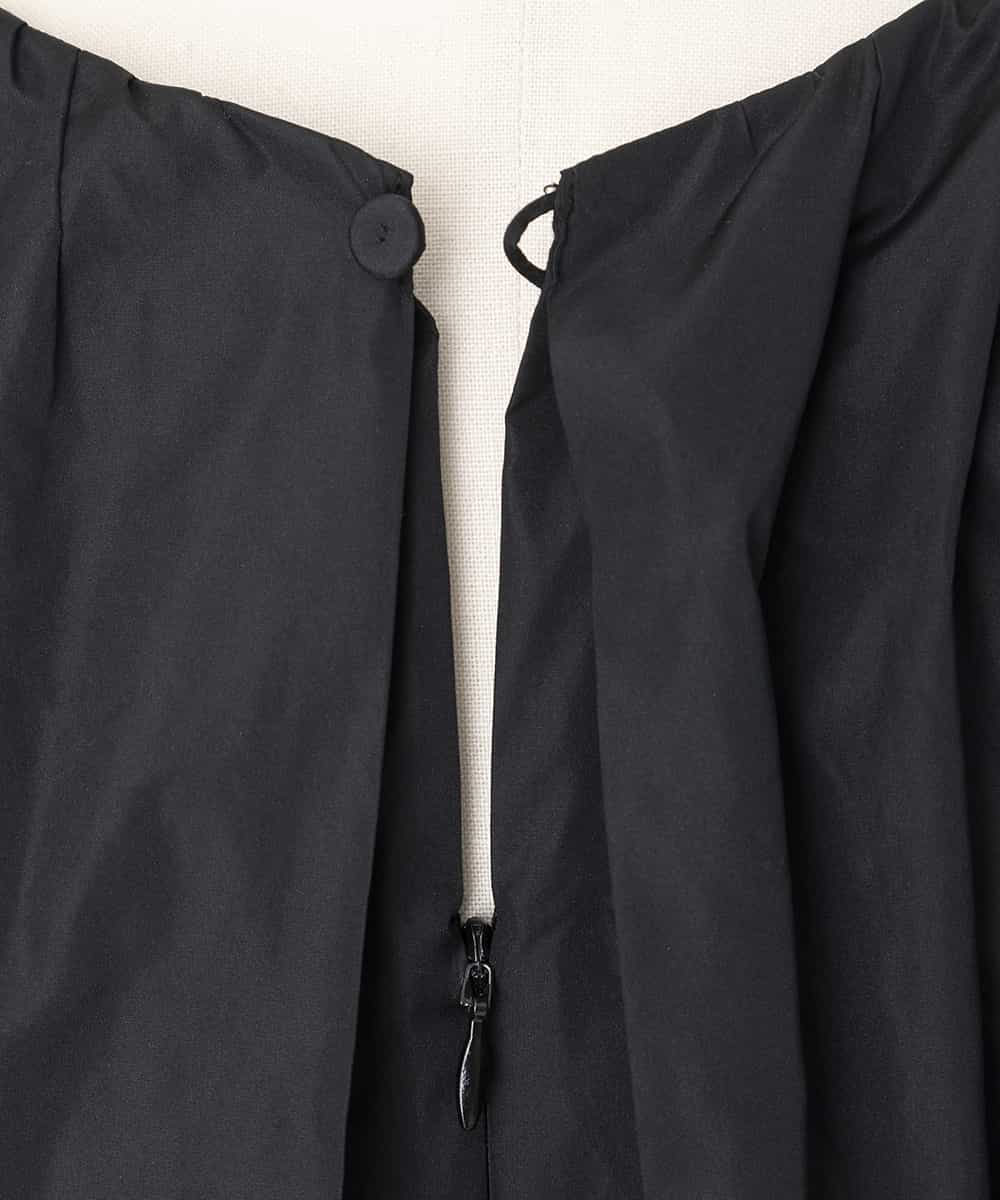 EAUVIRE タックギャザーベルトドレス ブラック