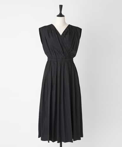 EAUVIRE タックギャザーベルトドレス ブラック