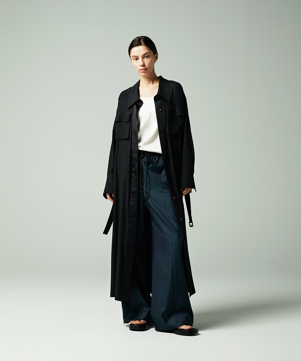 EAUVIRE ウォッシャブルシルクシャツドレス キャメル