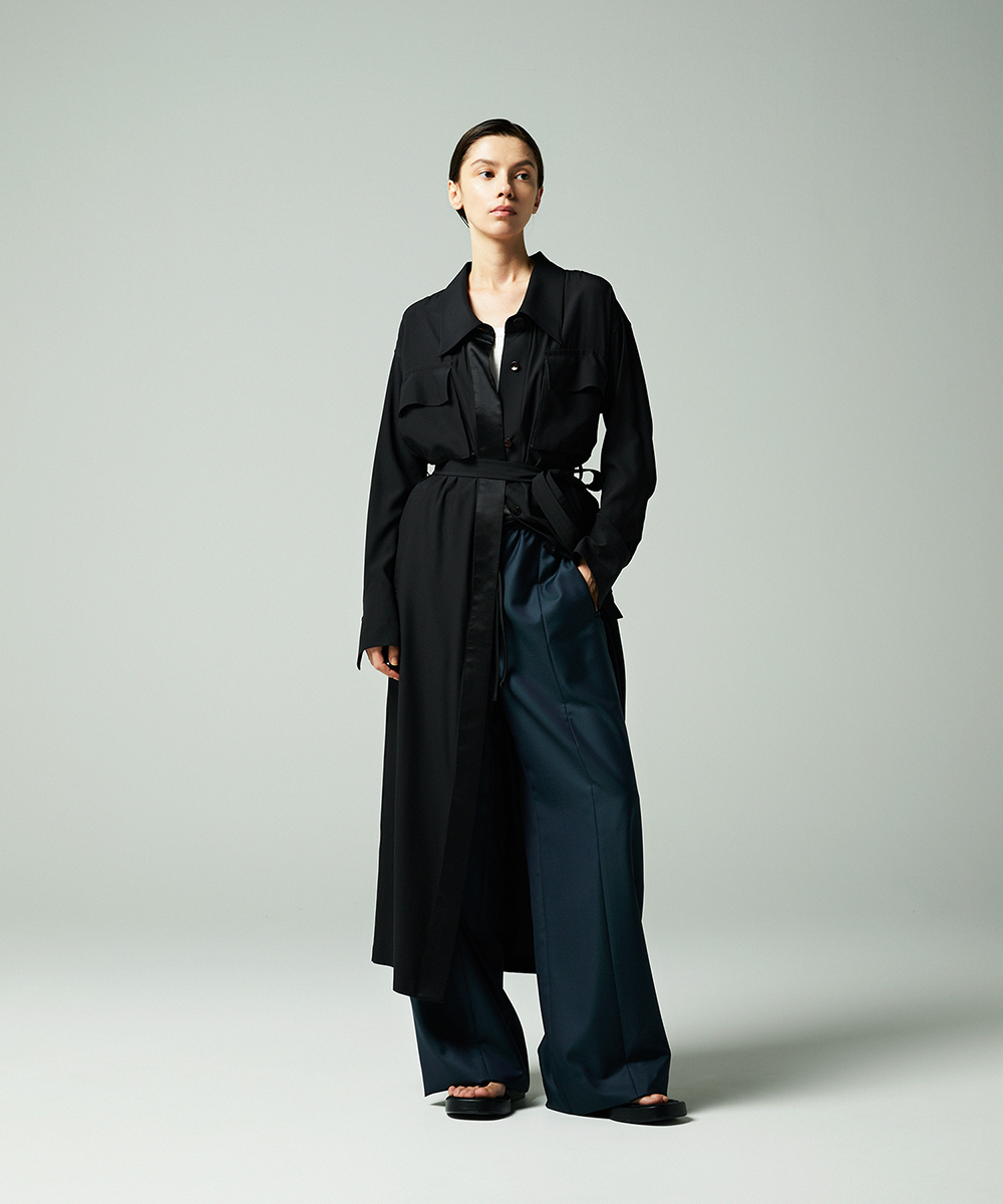 EAUVIRE ウォッシャブルシルクシャツドレス キャメル