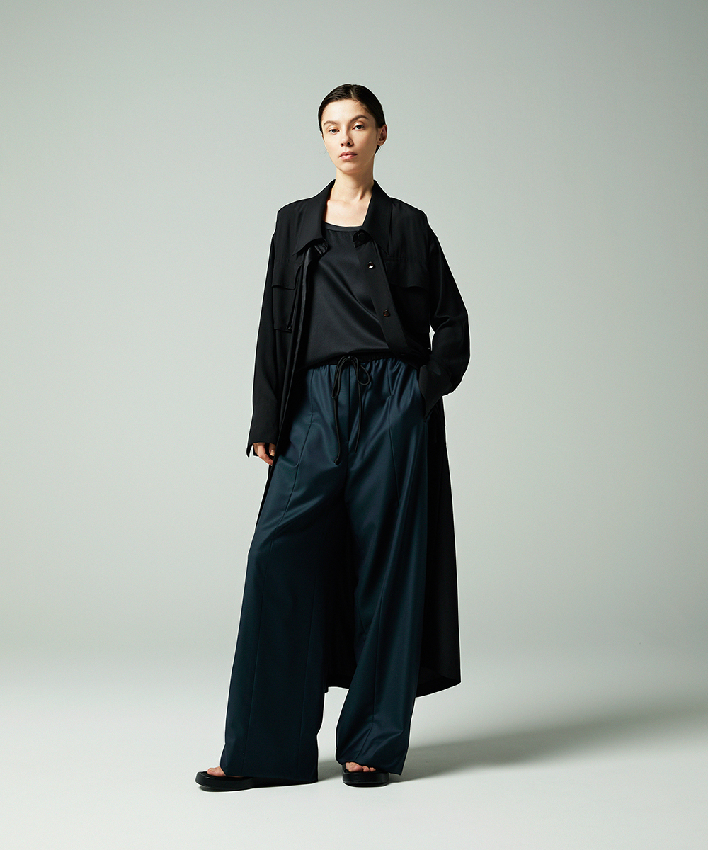 EAUVIRE ウォッシャブルシルクシャツドレス キャメル