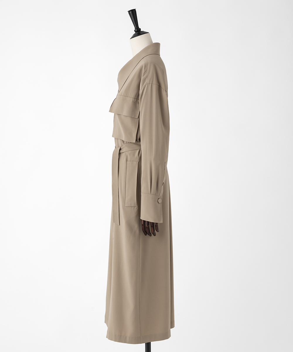 EAUVIRE ウォッシャブルシルクシャツドレス キャメル