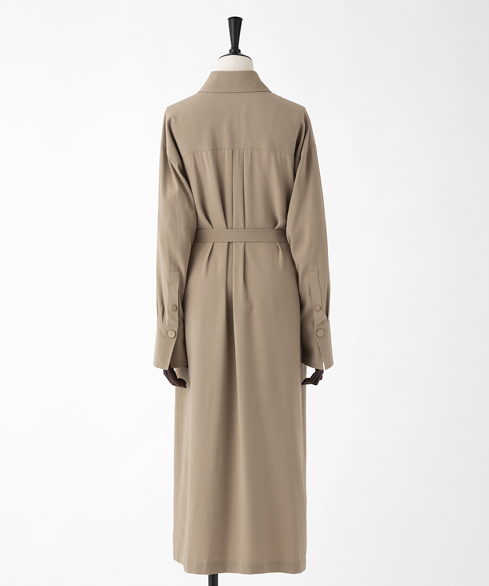 EAUVIRE ウォッシャブルシルクシャツドレス キャメル