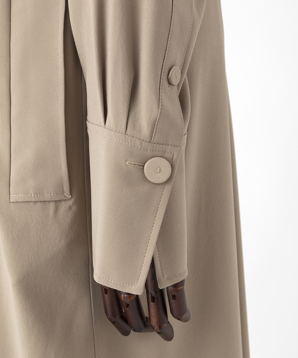 EAUVIRE ウォッシャブルシルクシャツドレス キャメル