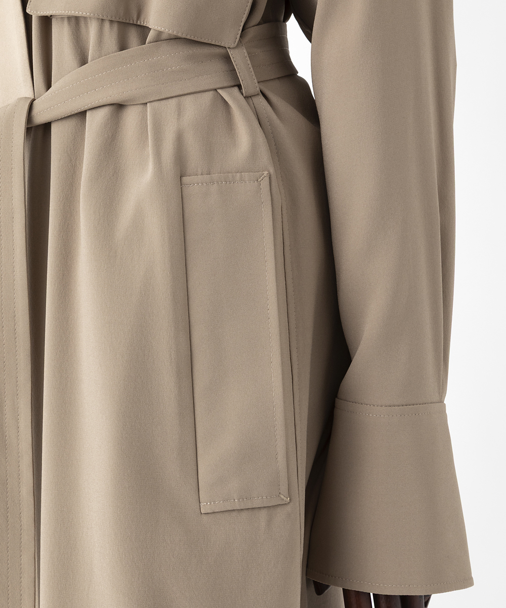 EAUVIRE ウォッシャブルシルクシャツドレス キャメル