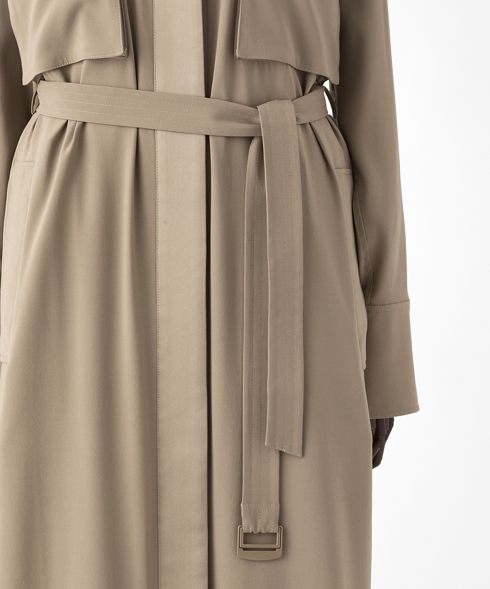 EAUVIRE ウォッシャブルシルクシャツドレス キャメル